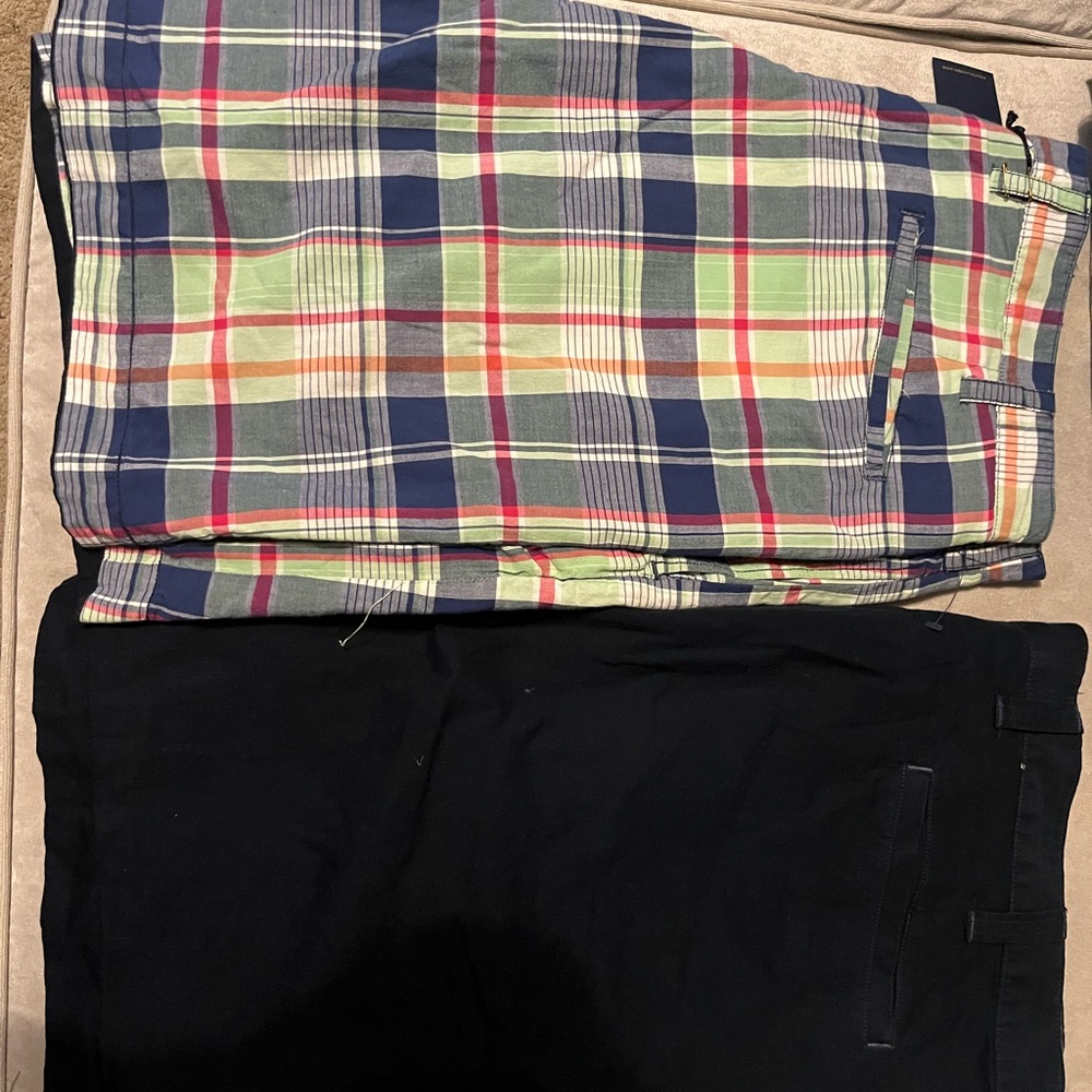 Mens Ralph Laure Polo Reversible Plaid and Black Shorts Set
